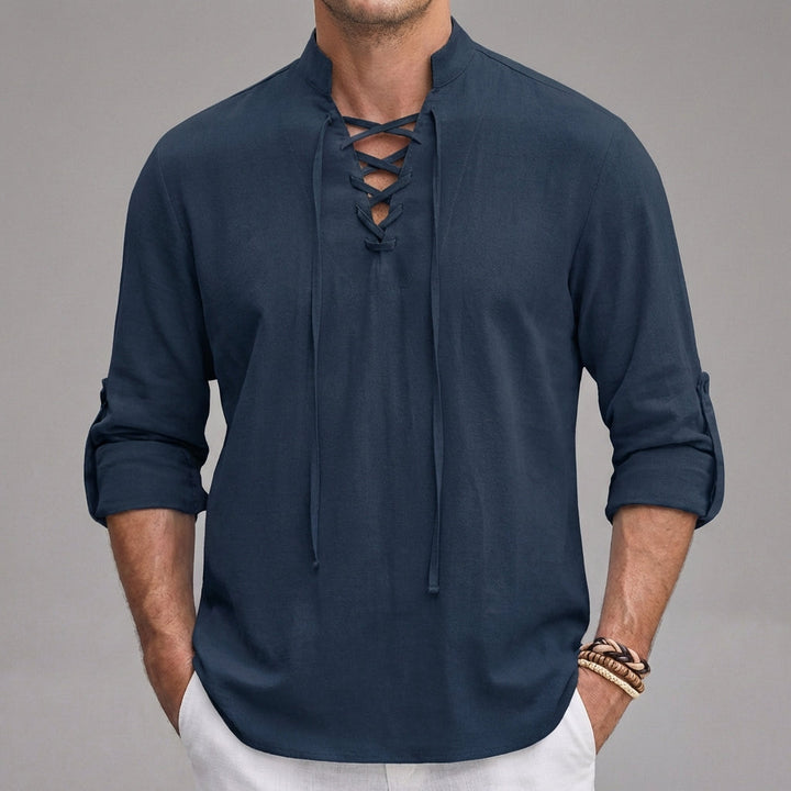 Men's long-sleeved Henley shirt
