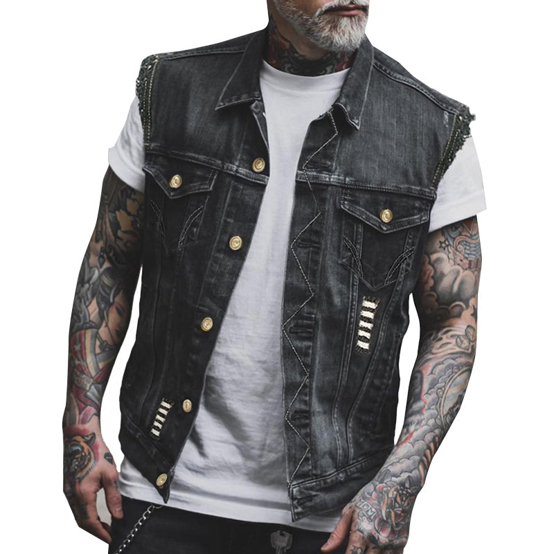 Ærmeløs Denimvest Til Herre