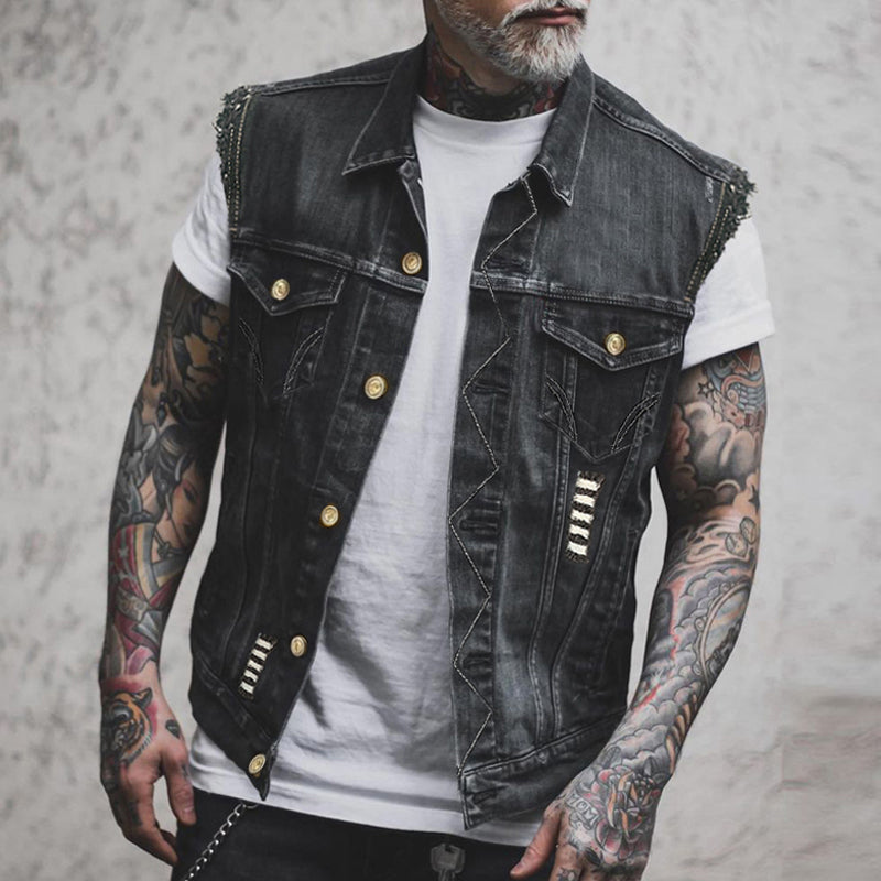 Ærmeløs Denimvest Til Herre