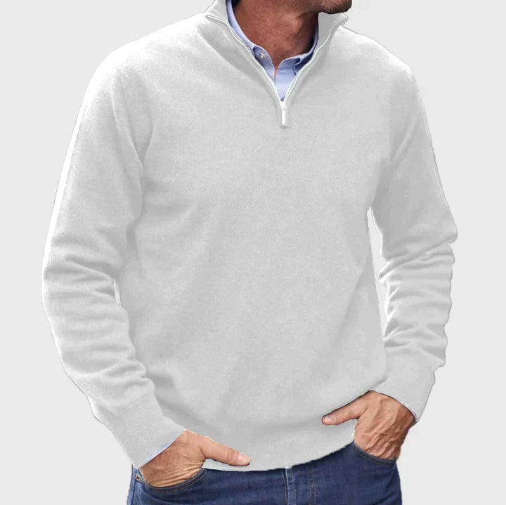 Quarter-zip knitted sweater for men