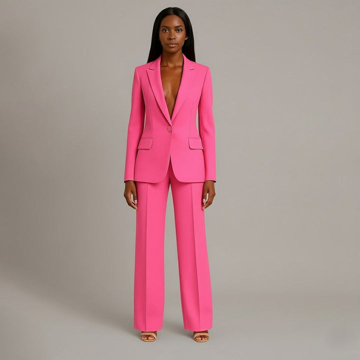 Dame-habit med blazer med reverskrave og lige ben