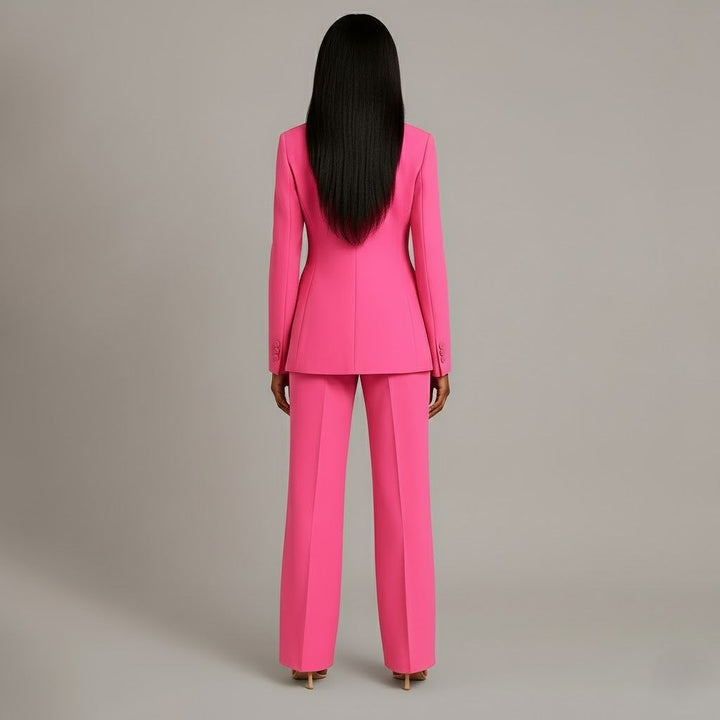 Dame-habit med blazer med reverskrave og lige ben