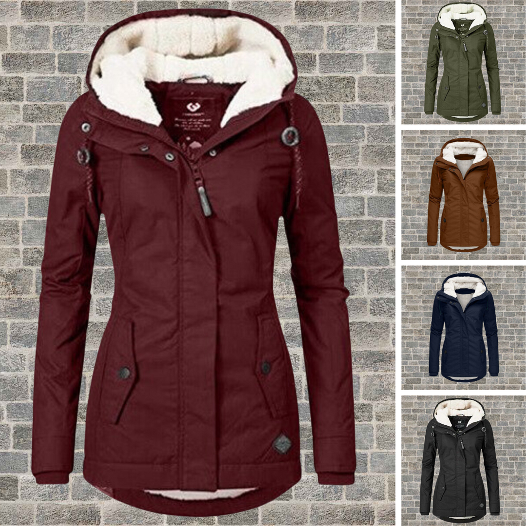 Winter parka with lined hood for women