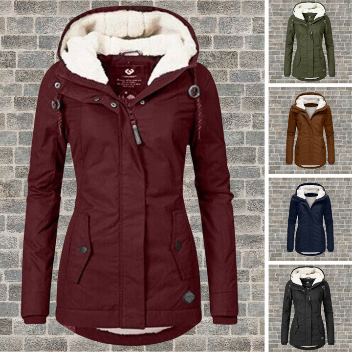 Winter parka with lined hood for women