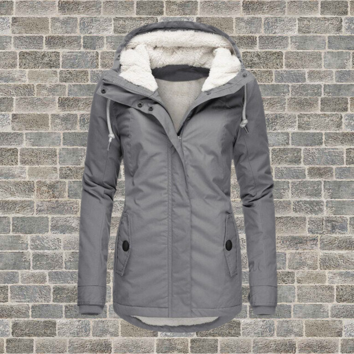Winter parka with lined hood for women