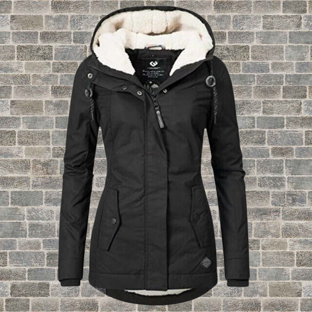 Winter parka with lined hood for women