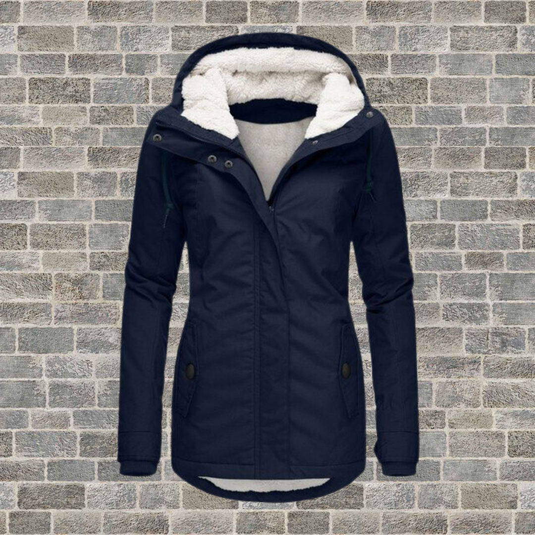 Winter parka with lined hood for women