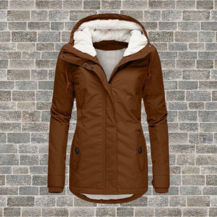 Winter parka with lined hood for women