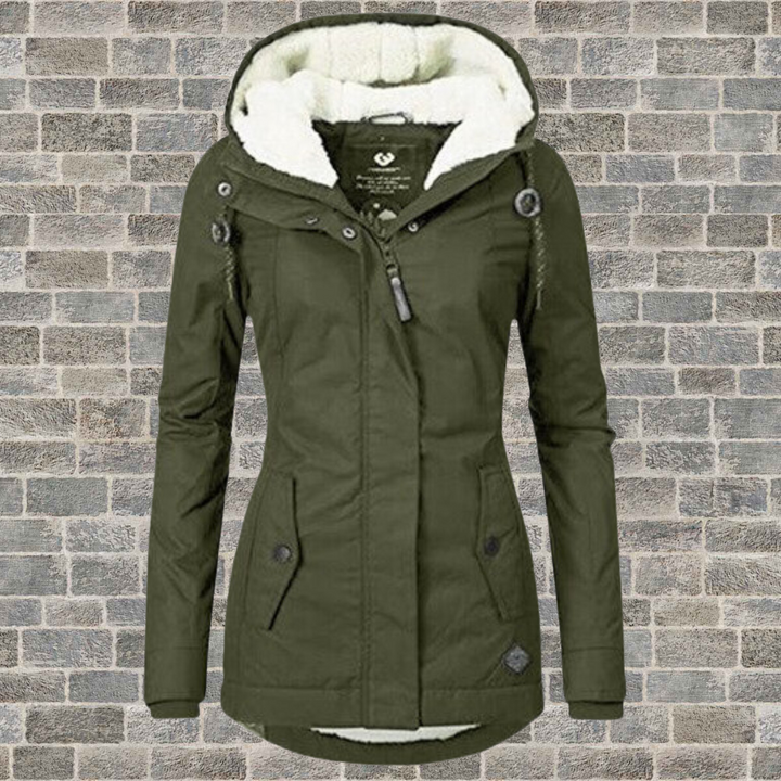 Winter parka with lined hood for women