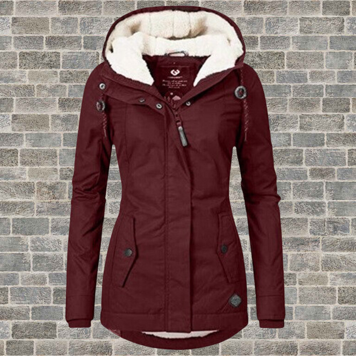 Winter parka with lined hood for women