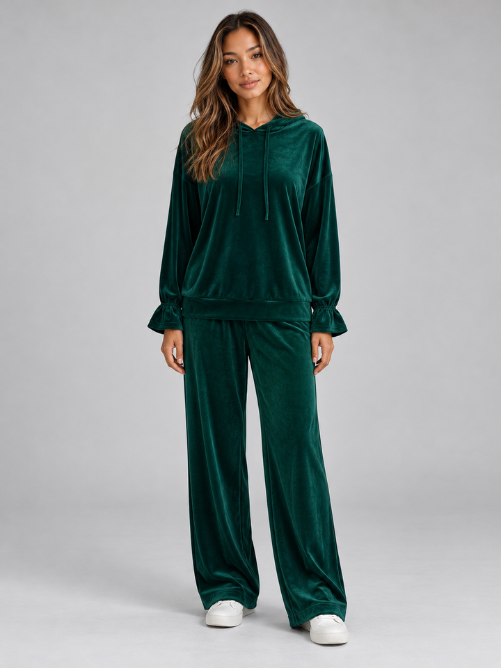 Women's Velvet Hooded Set