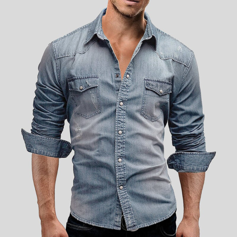 Slim Fit Denimskjorte Til Herre
