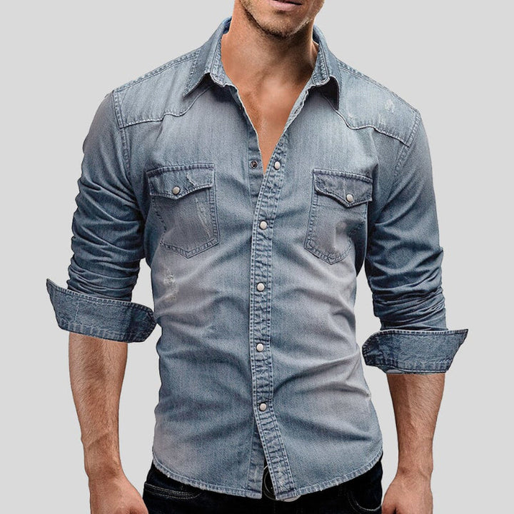 Slim Fit Denimskjorte Til Herre