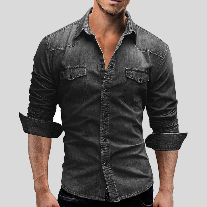 Slim Fit Denimskjorte Til Herre
