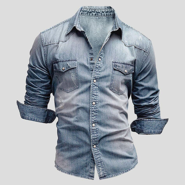 Slim Fit Denimskjorte Til Herre