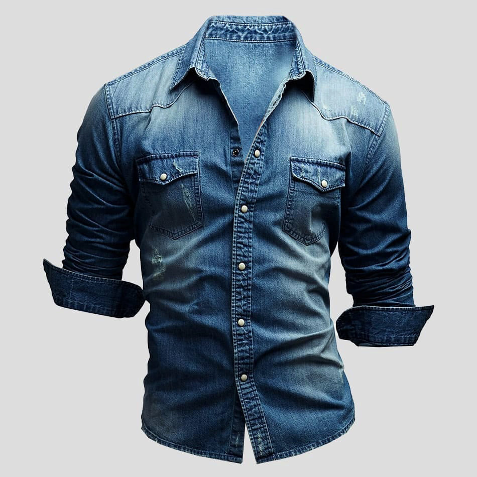 Slim Fit Denimskjorte Til Herre