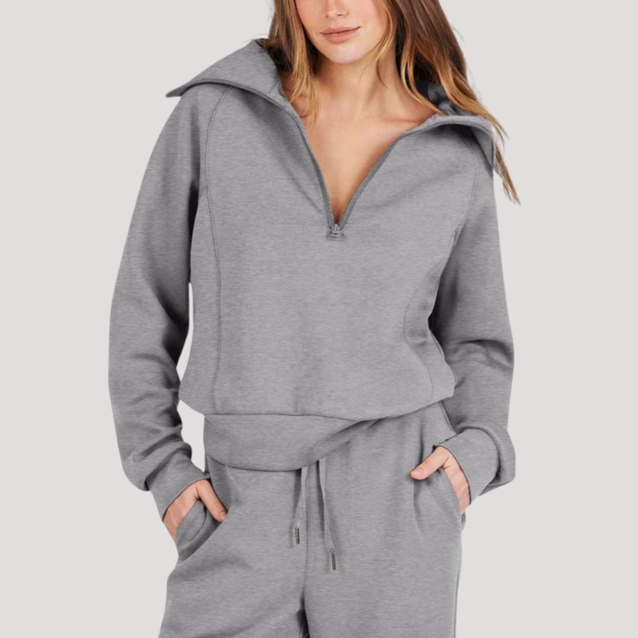 Women's Half-Zip Tracksuit Set with Wide-Leg Pants