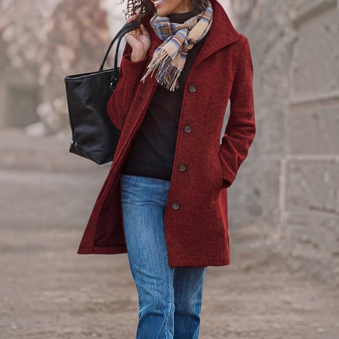 Peacoat with Stand Collar for Women