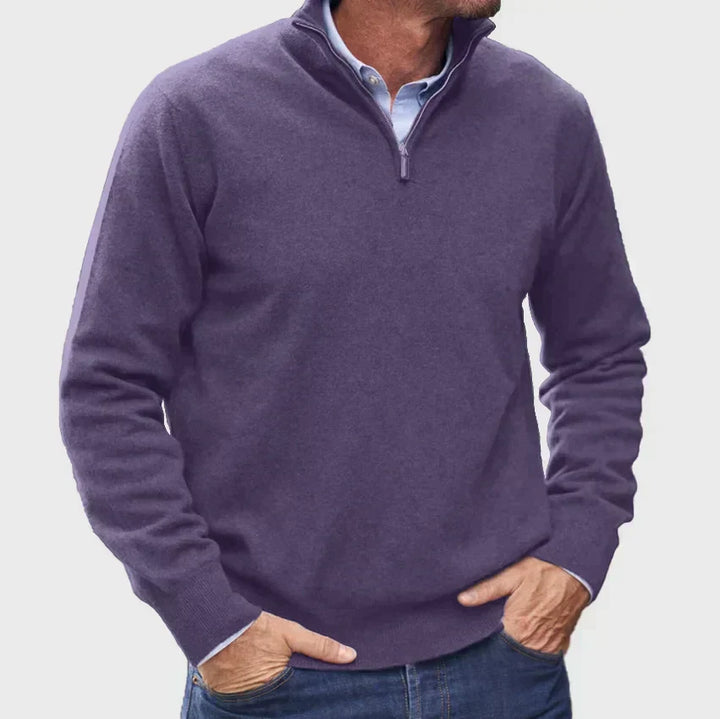 Quarter-zip knitted sweater for men