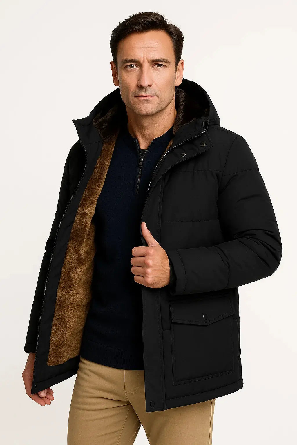Oversized Padded Winter Jacket with Hood for Men