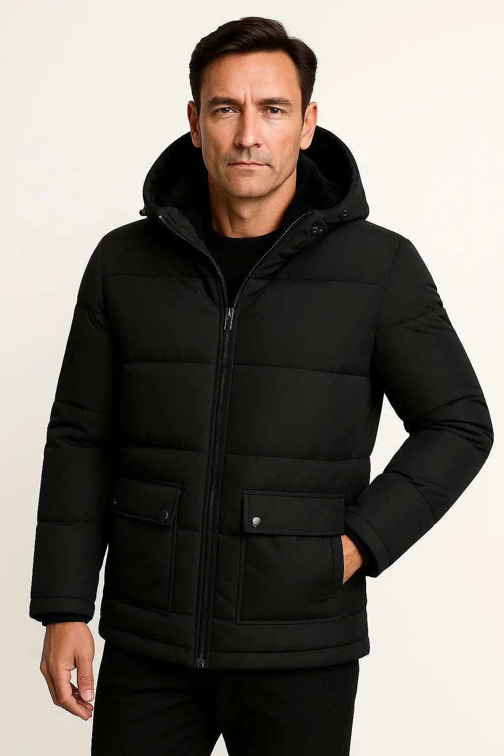 Oversized Padded Winter Jacket with Hood for Men