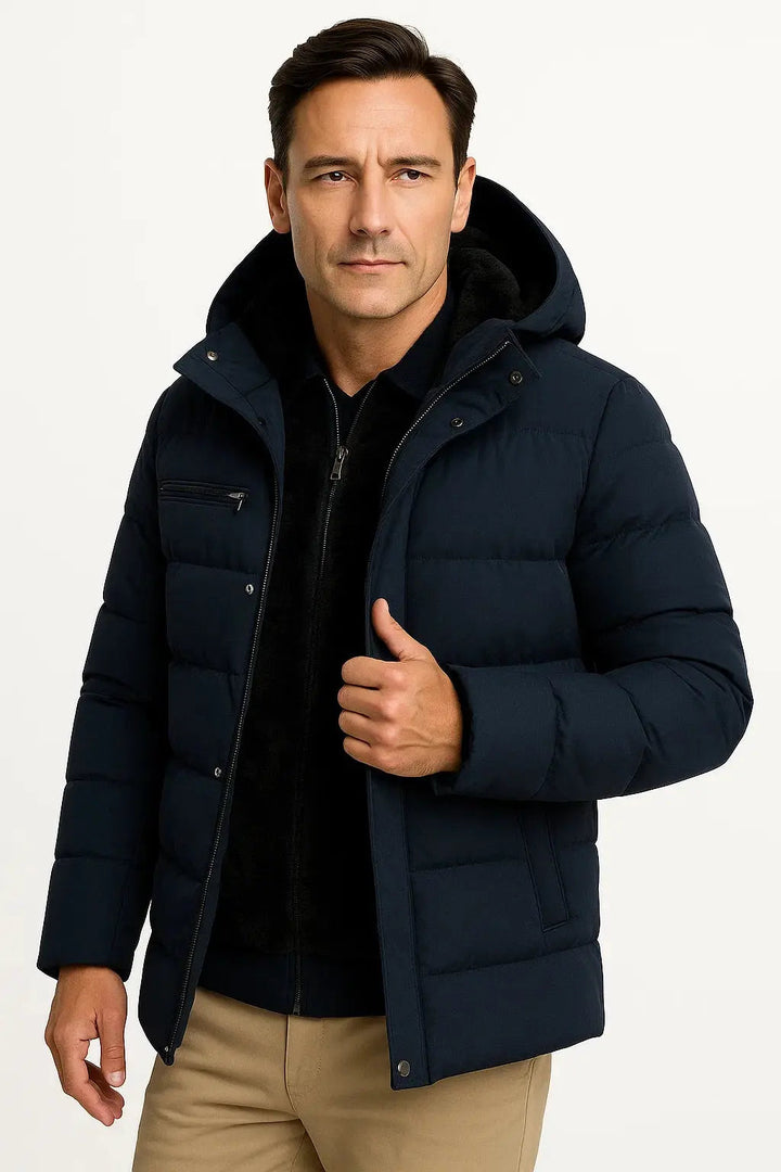Oversized Padded Winter Jacket with Hood for Men