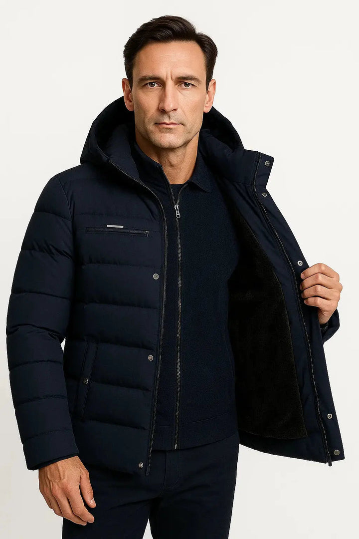 Oversized Padded Winter Jacket with Hood for Men