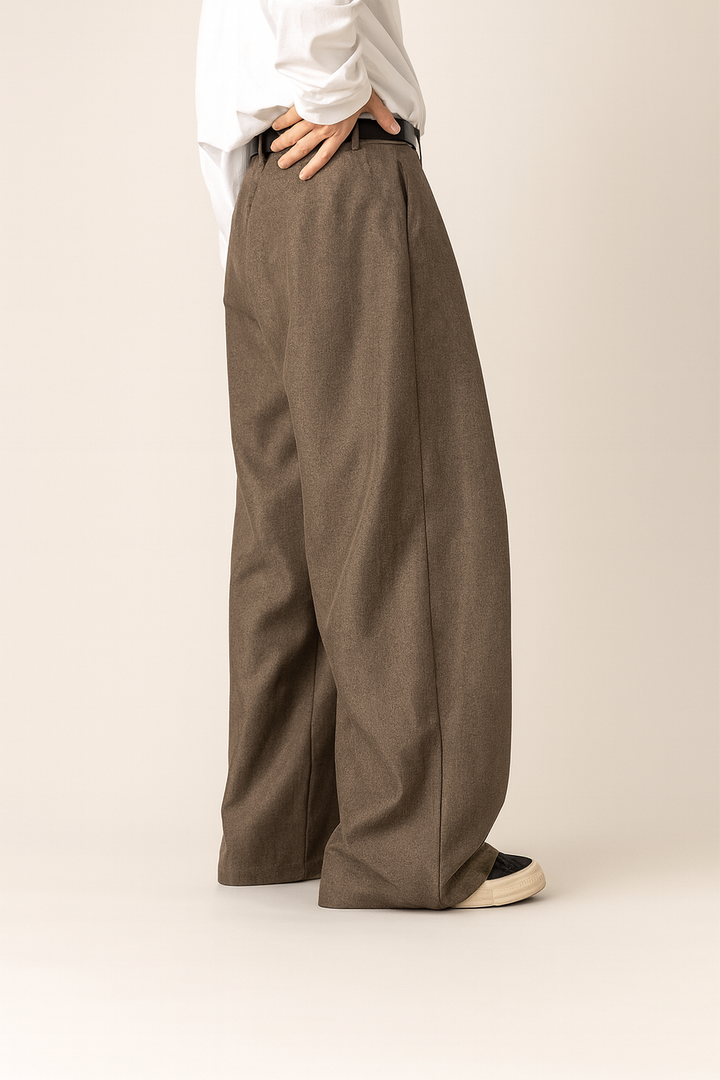 High-Waisted Pleated Pants for Men - side view