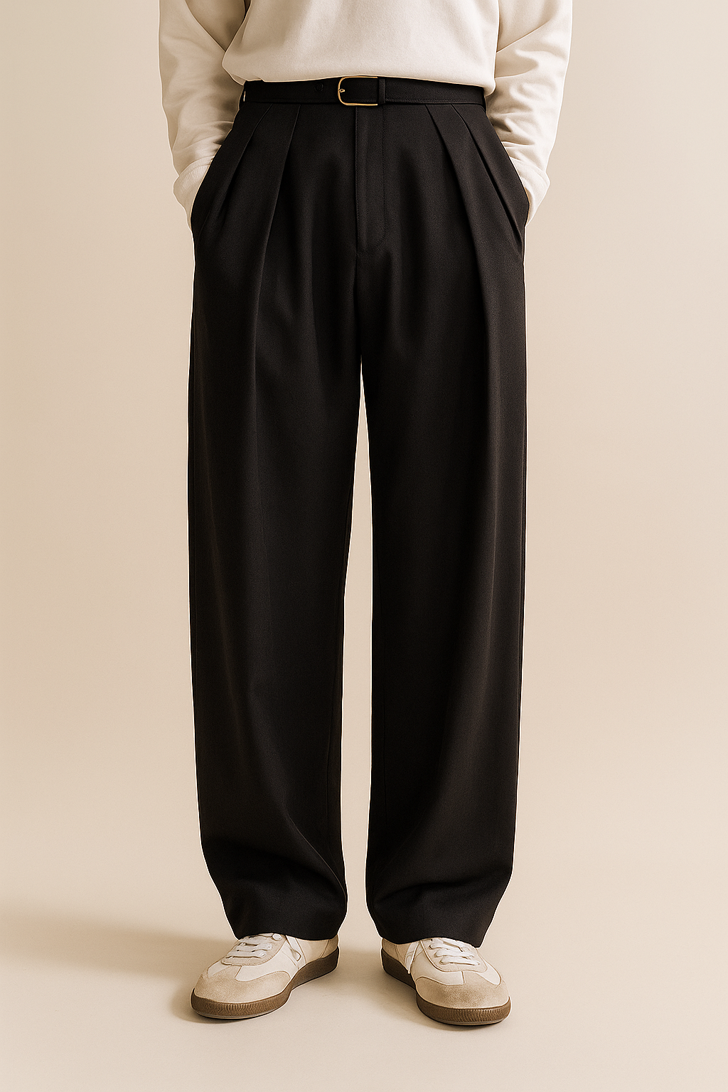 High-Waisted Pleated Pants for Men 