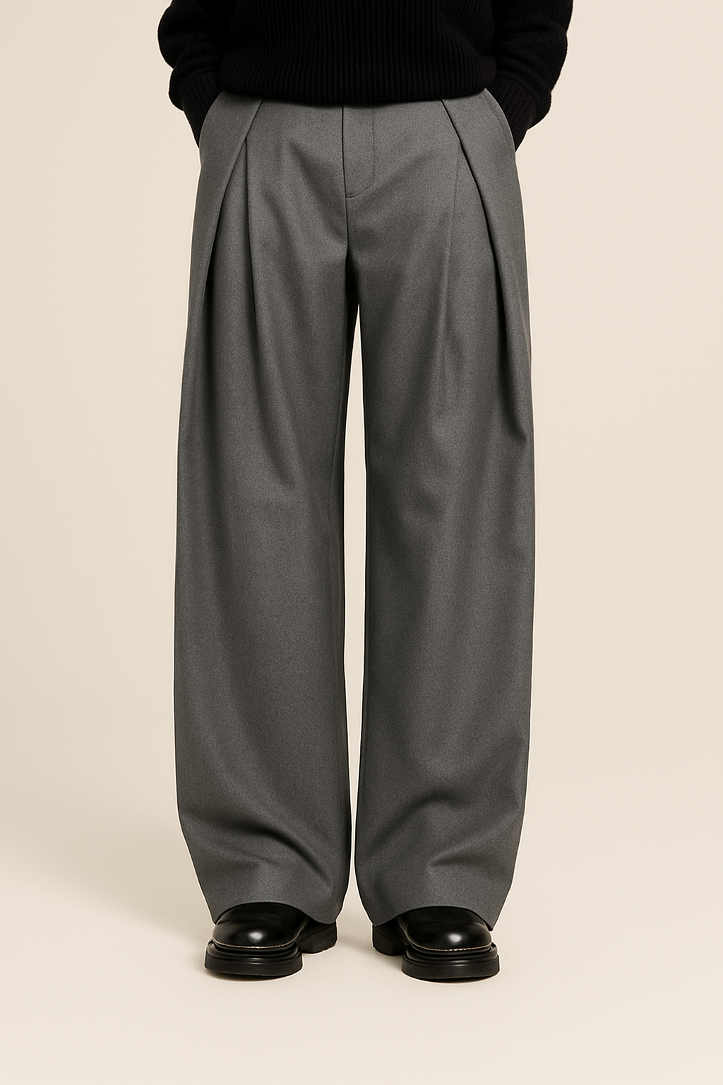 High-Waisted Pleated Pants for Men