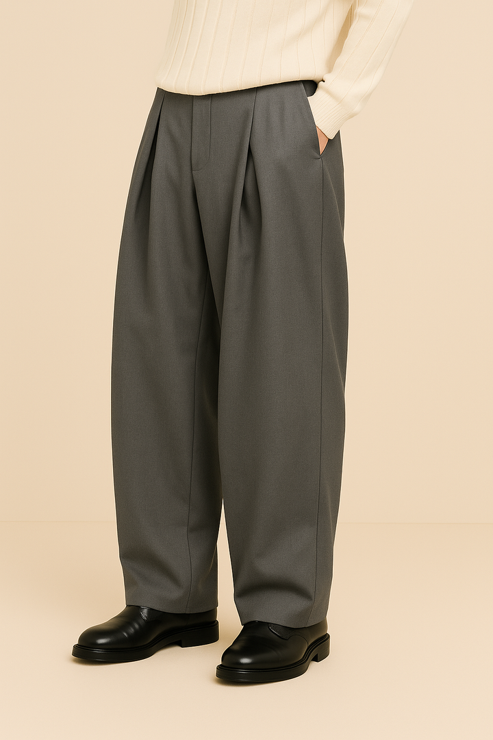 High-Waisted Pleated Pants for Men - side view