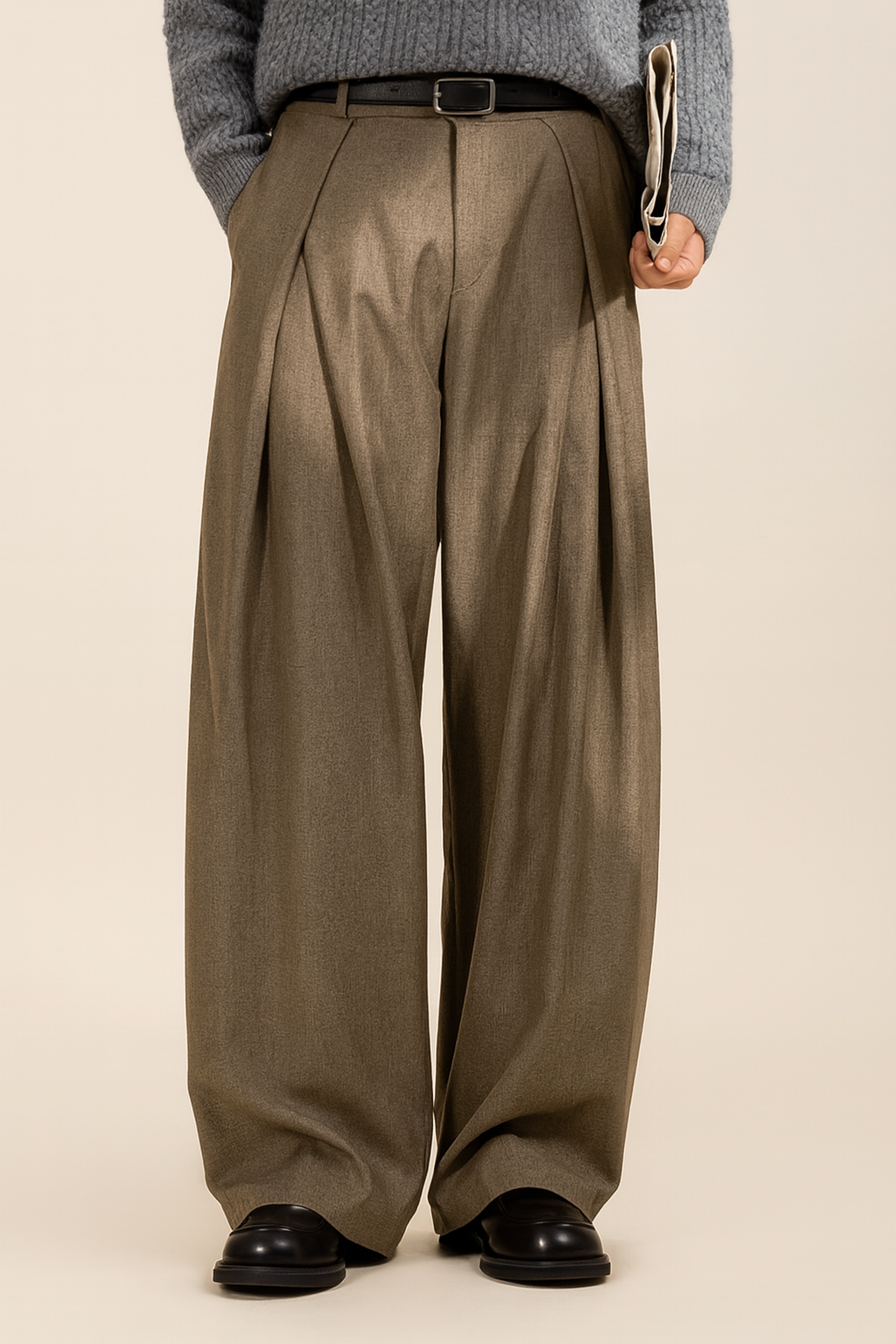 High-Waisted Pleated Pants for Men