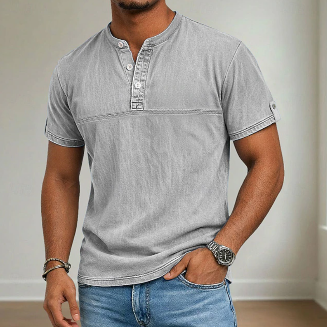 Short-Sleeved Casual Shirt with Collar for Men