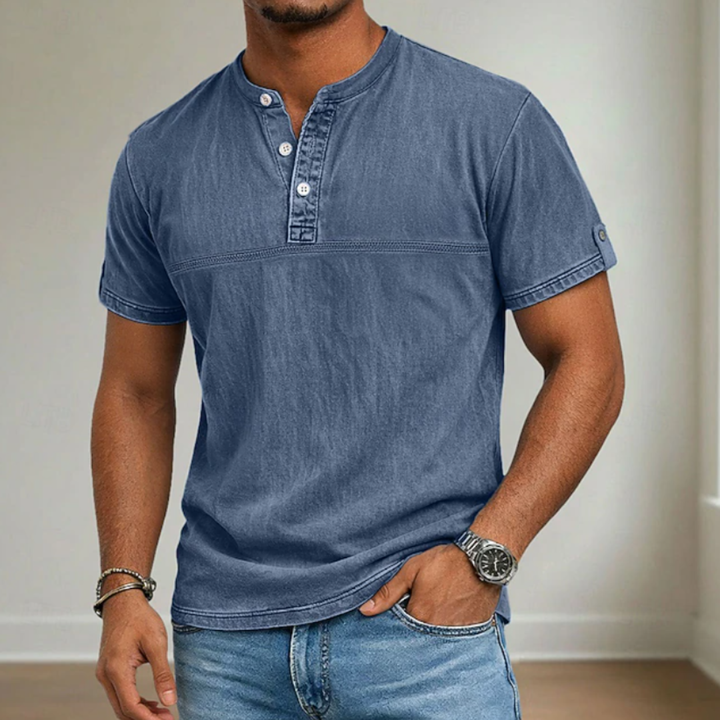Short-Sleeved Casual Shirt with Collar for Men