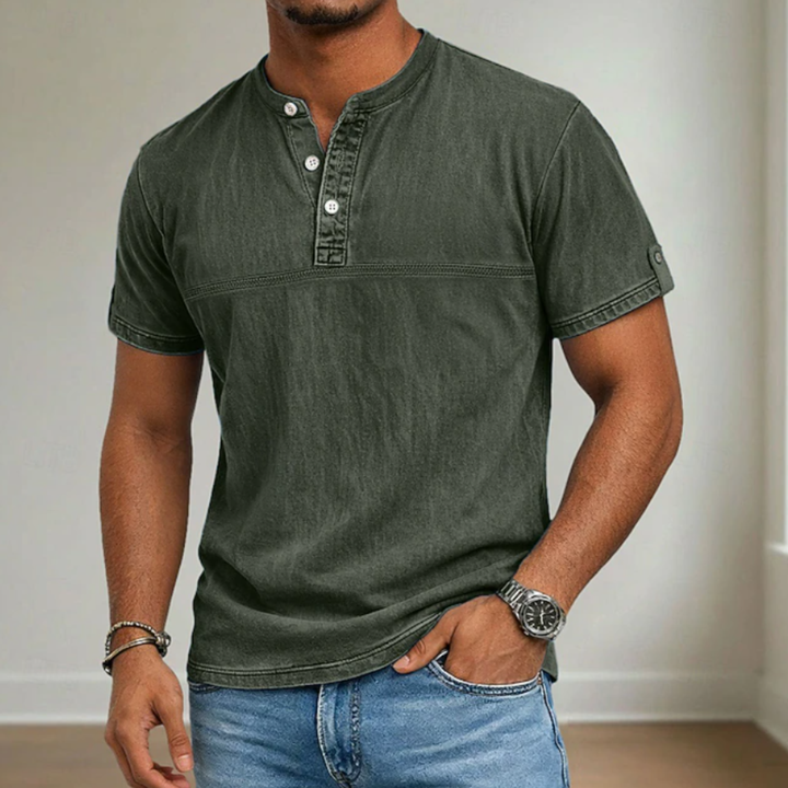 Short-Sleeved Casual Shirt with Collar for Men