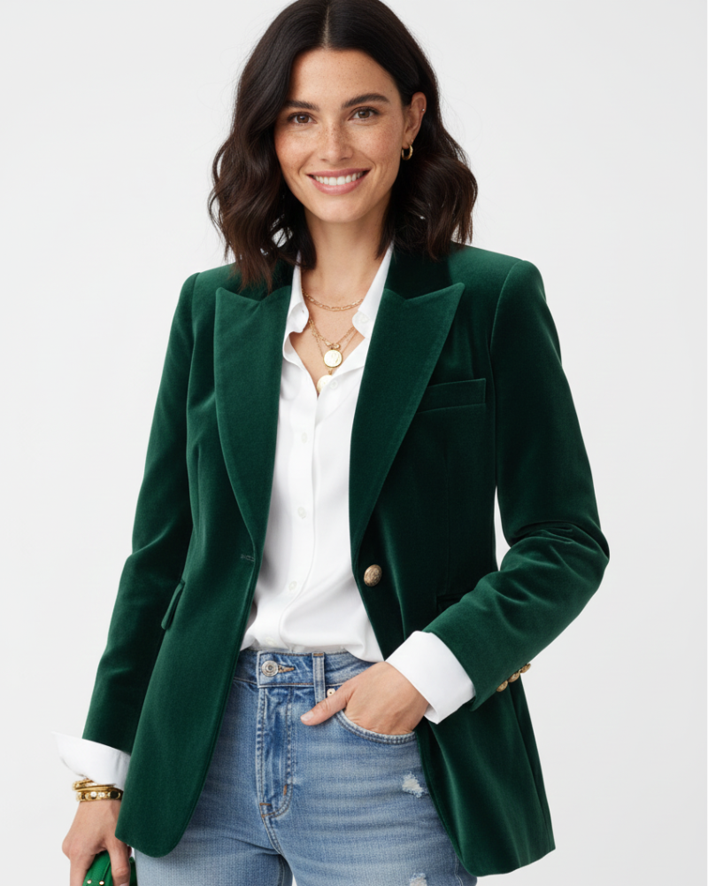 Klassisk Fløjlsblazer Til Dame