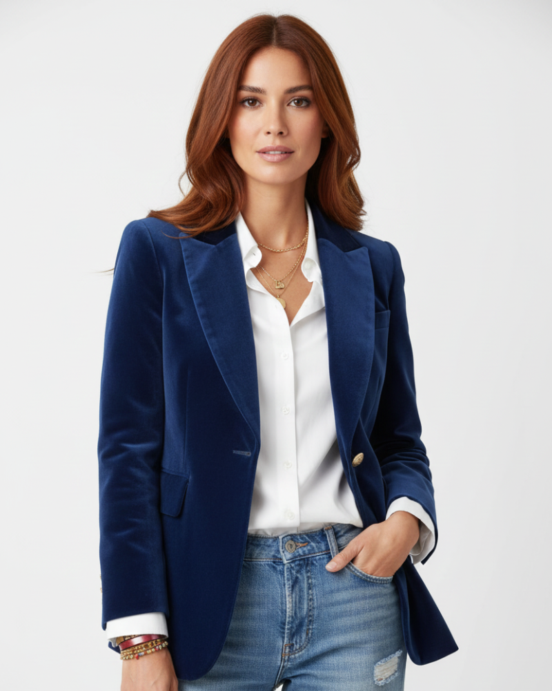 Klassisk Fløjlsblazer Til Dame
