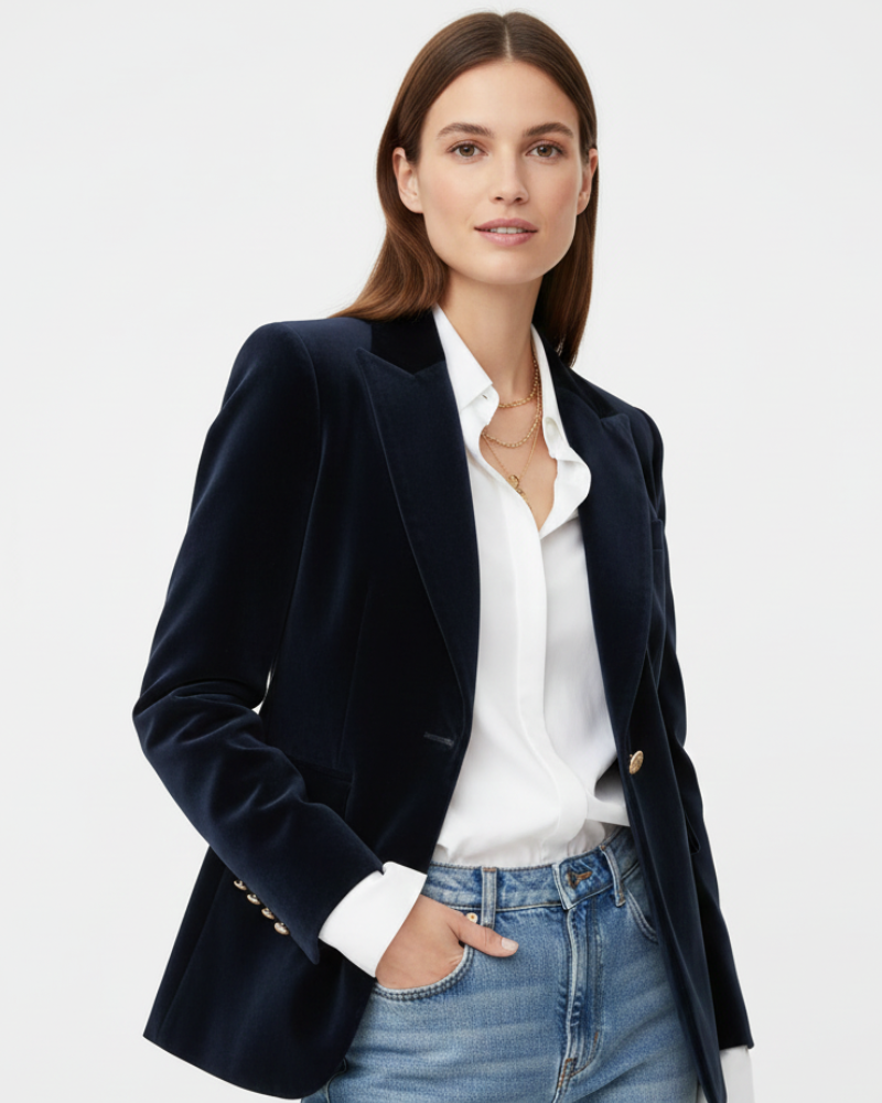 Klassisk Fløjlsblazer Til Dame