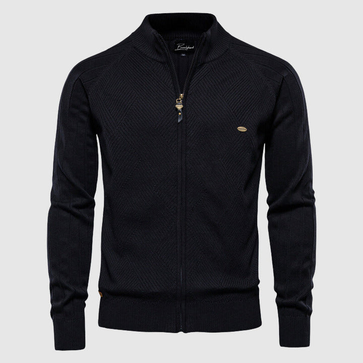 Strikket Cardigan Med Lynlås Til Mænd