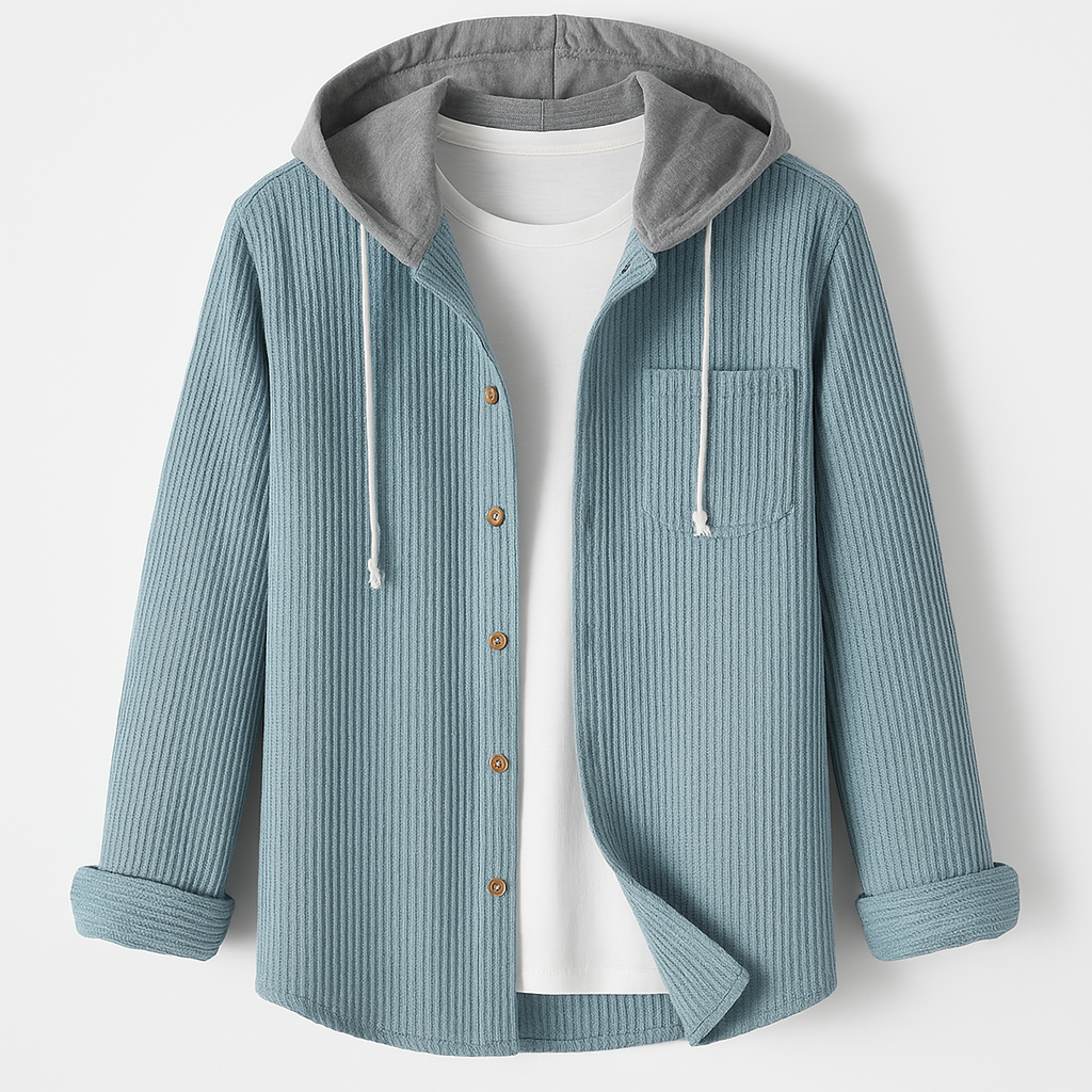 Full-Zip Hoodie with Chest Pocket for Men