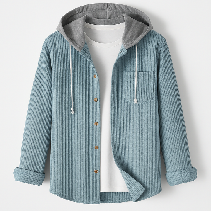 Full-Zip Hoodie with Chest Pocket for Men