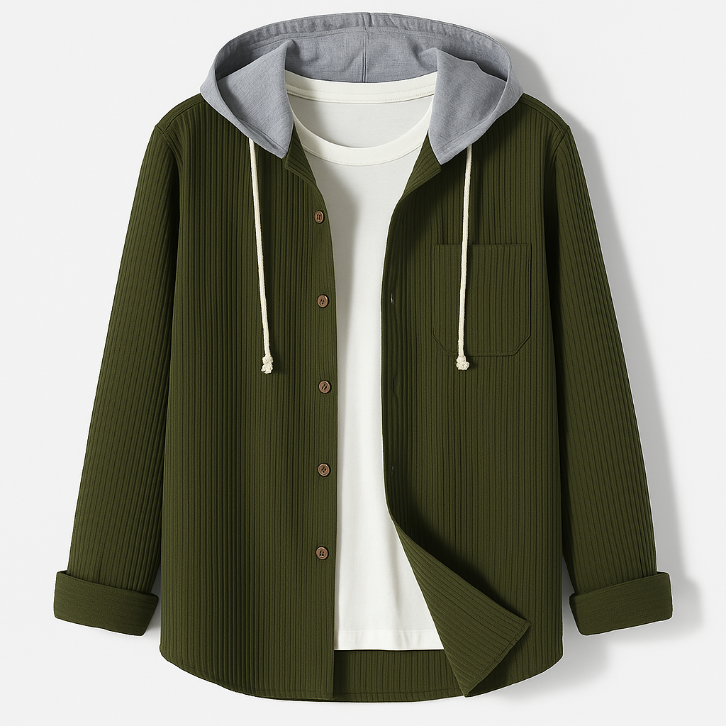 Full-Zip Hoodie with Chest Pocket for Men