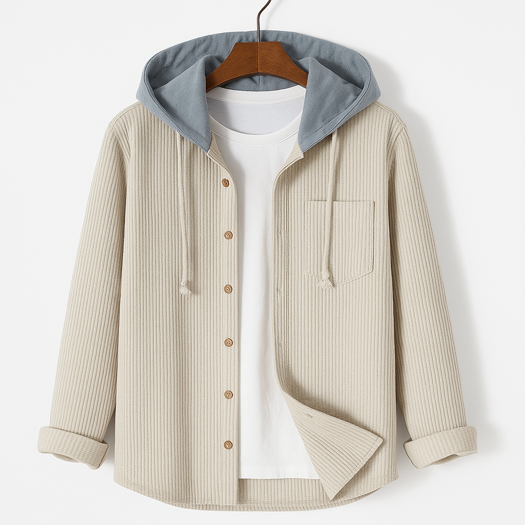 Full-Zip Hoodie with Chest Pocket for Men
