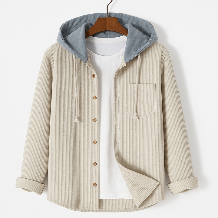 Full-Zip Hoodie with Chest Pocket for Men