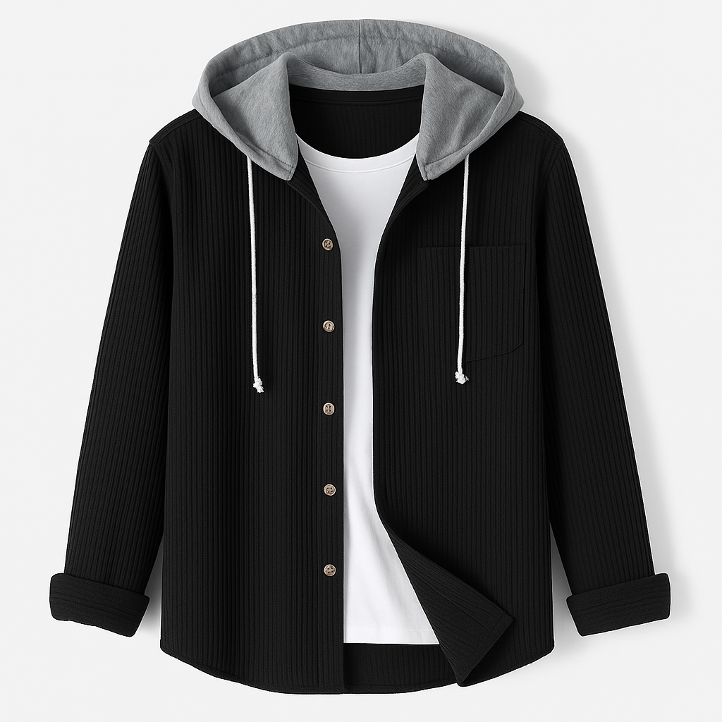 Full-Zip Hoodie with Chest Pocket for Men