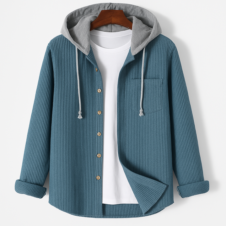Full-Zip Hoodie with Chest Pocket for Men