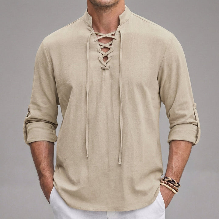 Men's long-sleeved Henley shirt