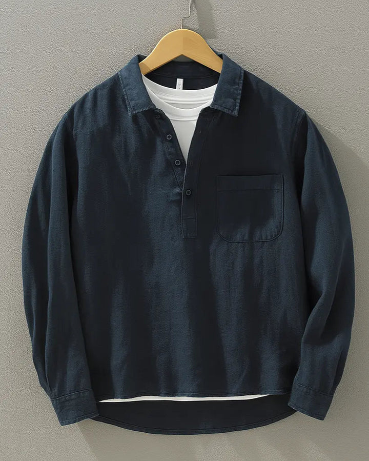 Relaxed popover shirt with chest pocket for men