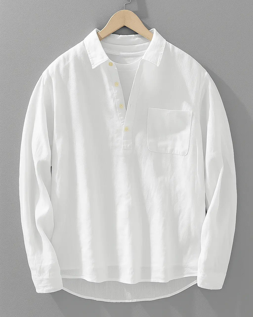 Relaxed popover shirt with chest pocket for men