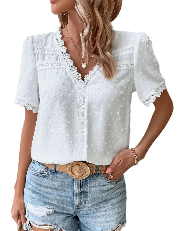 Blondebluse Med V-hals Dame